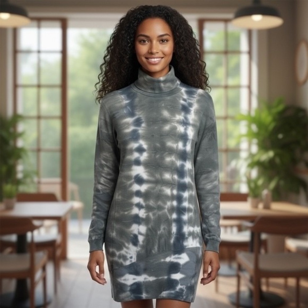 Young Fabulous & Broke Grey Tie Dye Sweatshirt Dress, S